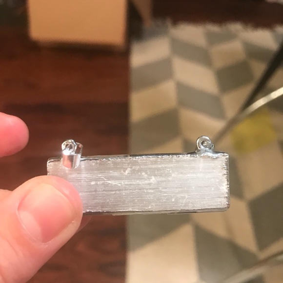 Selenite pendant gold and silver color edging - Picture 5 of 8